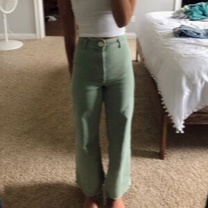 Green high rise Zara jeans